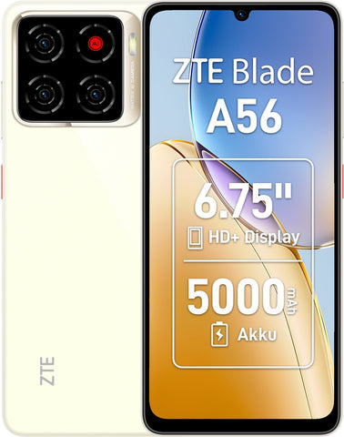 ZTE Blade A56 - 4G Smartphone - Dual-SIM - RAM 4 GB / Interner Speicher 64 GB - microSD slot - 6.75" - 1600 x 720 Pixel (90 Hz) - Triple-Kamera 13 MP, 0.08 MP, 0,08 MP - front camera 8 MP - floating