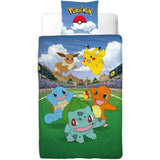 Completo letto reversibile - POKEMON - Pikachu e i suoi amici all'Arena - Microfibra - 140 x 200 cm + 1 federa 63 x 63 cm