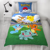 Completo letto reversibile - POKEMON - Pikachu e i suoi amici all'Arena - Microfibra - 140 x 200 cm + 1 federa 63 x 63 cm