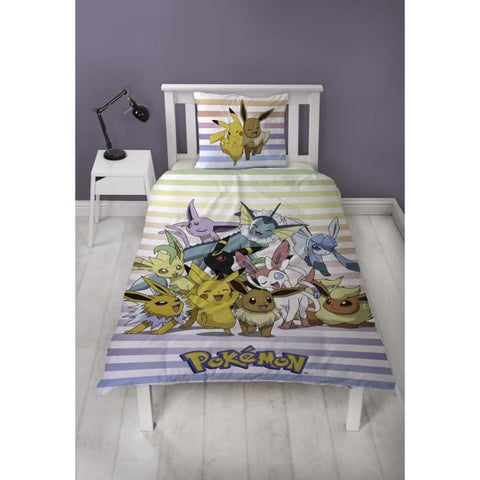 Set letto reversibile - POKEMON - Pikachu e Eevee - Microfibra - 1 copripiumino 140 x 200 cm + 1 federa 63 x 63 cm