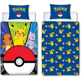 Set letto - POKEMON - Pikachu e Poké-ball - Microfibra - 1 copripiumino 140 x 200 cm + 1 federa 63 x 63 cm