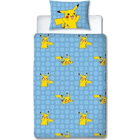 Set letto reversibile - POKEMON - Battaglia - Microfibra - 1 copripiumino 140 x 200 cm + 1 federa 63 x 63 cm
