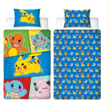 Set letto - POKEMON - Pikachu e Starter 1G V - Microfibra - 1 copripiumino 140 x 200 cm + 1 federa 63 x 63 cm