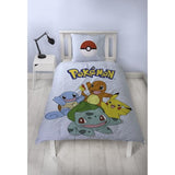 Set letto reversibile - POKEMON - Pikachu e Starter 1G III - Microfibra - 1 copripiumino 140 x 200 cm + 1 federa 63 x 63 cm