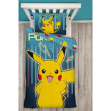 Completo letto reversibile - POKEMON - Pikachu Laser - Microfibra - 1 copripiumino 140 x 200 cm + 1 federa 63 x 63 cm