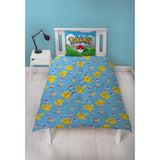 Set letto - POKEMON - Pikachu e i suoi amici - Blu - Microfibra - 1 copripiumino 140 x 200 cm + 1 federa 63 x 63 cm