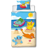 Set letto - POKEMON - Pikachu in spiaggia - Microfibra - 1 copripiumino 140 x 200 cm + 1 federa 63 x 63 cm