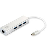 LEVEL ONE USB-0504 ADAPTADOR DE RETE USB-C + HUB 3 PUERTOS USC 3.0 BLANCO