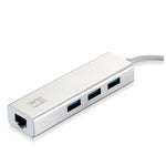 LEVEL ONE USB-0504 ADATTATORE DI RETE USB-C + HUB 3 PORTE USC 3.0 WHITE
