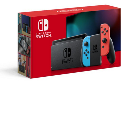 Nintendo Switch with Neon Blue and Neon Red Joy-Con