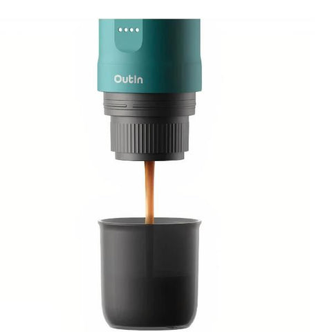 OutIn Nano, Schwarz, T?rkis, Gemahlener Kaffee, 20 bar, 92 ?C, 0,08 l, 7500 mAh