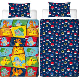 Set letto reversibile - POKEMON - Starter & Poké-ball - Microfibra - 1 copripiumino 140 x 200 cm + 1 federa 63 x 63 cm