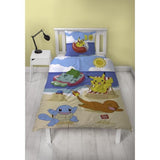 Set letto - POKEMON - Pikachu e i suoi amici in spiaggia - Microfibra - 1 copripiumino 140 x 200 cm + 1 federa 63 x 63 cm
