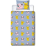 Set di biancheria da letto reversibile - POKEMON - Pikachu, Mew, Togepi, Jigglypuff e Ditto - Microfibra - 140 x 200 cm + 1 federa 63 x 63 cm