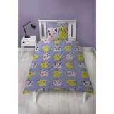 Set di biancheria da letto reversibile - POKEMON - Pikachu, Mew, Togepi, Jigglypuff e Ditto - Microfibra - 140 x 200 cm + 1 federa 63 x 63 cm