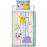 Set di biancheria da letto reversibile - POKEMON - Pikachu, Mew, Togepi, Jigglypuff e Ditto - Microfibra - 140 x 200 cm + 1 federa 63 x 63 cm