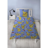 Completo letto reversibile - POKEMON - Pikachu e amici - Microfibra - 1 copripiumino 140 x 200 cm + 1 federa 63 x 63 cm
