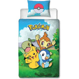 Completo letto reversibile - POKEMON - Pikachu e amici - Microfibra - 1 copripiumino 140 x 200 cm + 1 federa 63 x 63 cm