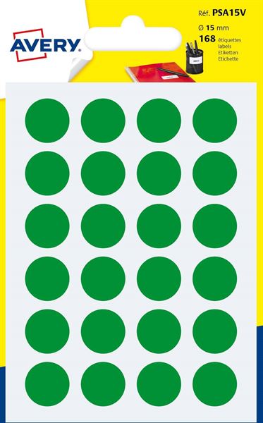 AVERY CONF 168 ETICHETTE ADESIVE ROTONDE DIAMETRO 15 mm VERDE OPACO