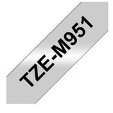 BROTHER TZEM951 NASTRO METALLIZZATO PER STAMPANTI TERMICHE BROTHER 24MM X 8MT COLORE ARGENTO STAMPA NERO