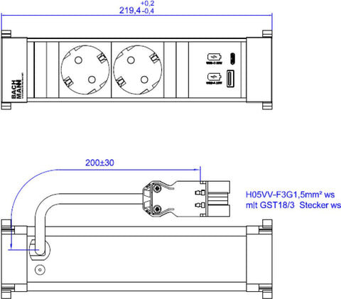 Bachmann Steckdosenleiste 2xCEE7/3 1xUSB 916.700 (916.700)