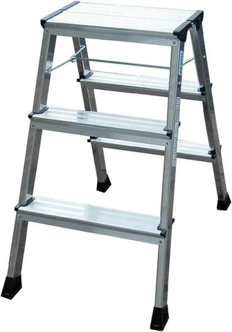 KRAUSE-Werk Krause Rolly - Stufenleiter - 3 Stufen - 2 Abschnitte - Arbeitshhe: 2,65 m - Aluminium (130068)