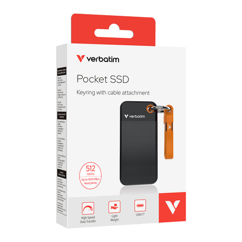 SSD 512GB, USB 3.2, Typ-C, Pocket, schwarz/orange (32285)