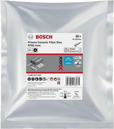 Bosch R782 - Schleifteller - fr Edelstahl - 25 Stcke - 125 mm - X-LOCK - Krnung: K36 - fr GWX Professional 750-125