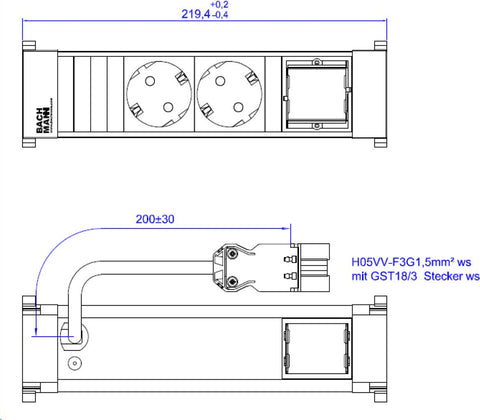 Bachmann Steckdosenleiste 2xCEE7/3 1xCM 916.701 (916.701)