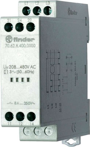 Finder 3-Phasen-Netzberwachung 70.62.8.400.0000 3-Phasen-Netzberwachung (208 - 480 V/Ac) Netzberwachung, Phasenfolge (70.62.8.400.0000)