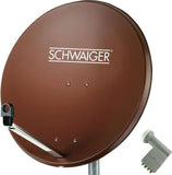 SCHWAIGER SAT Anlage 80 cm 4 Teilnehmer Quad-LNB (mit Switch) Ziegel-Rot