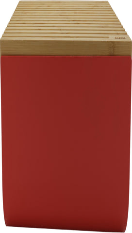 Alessi BG03 R Mattina Brotkasten, Stahl, Bambusholz, rot, one Size (BG03 R)