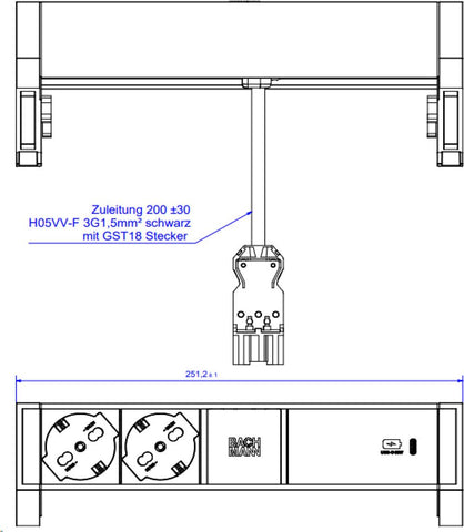 BACHMANN DESK2 ALU BLACK 2xP40 (937.327)