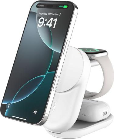 Belkin UltraCharge - Kabelloses Ladegert - 3-in-1, magnetisch, faltbar, mit Qi2 + AC-Netzteil (WIZ037KQWH)