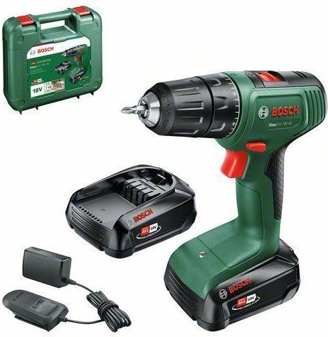 Bosch EasyDrill 18V-40 - Bohrer/Schrauber - schnurlos - 2 Geschwindigkeiten - Bohrfutterschlssel 13 mm - 40 Nm - 2 Akkus, Ladegert enthalten - 18 V