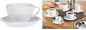 Esmeyer Milchkaffee-Tassen BISTRO, 6er Set, wei aus Porzellan, Henkelform rund, Hhe Tasse: 76 mm, - 1 Stck (433-254)