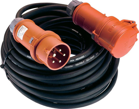 AS Schwabe Strom Verlngerungskabel [ CEE-Stecker - CEE-Kupplung] 32 A Schwarz 10.00 m 61027 (61027)