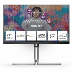 AOC Q27U3CV Monitor PC 68,6 cm [27] 2560 x 1440 Pixel 4K Ultra HD LCD Nero (27 INCH QHD IPS QD Calman Ready 96W USB C HDMI DVI HA)