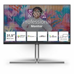 AOC U32U3CV Monitor PC 80 cm [31.5] 3840 x 2160 Pixel 4K Ultra HD LCD Nero (AOC U32U3CV - Graphic Pro Series - LED monitor - 32 [31.5 viewable] - 3840 x 2160 4K @ 60 Hz - Nano IPS - 400 cd/m? - 1000: