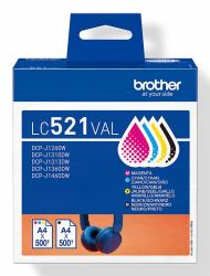 Brother LC521VAL cartuccia d'inchiostro 4 pz Originale Nero, Ciano, Magenta, Giallo (STANDARD INK MULTI PACK)