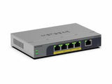 NETGEAR GS105EP Non gestito Gigabit Ethernet [10/100/1000] Supporto Power over Ethernet [PoE] Grigio (5-PORT POE+ 1G PLUS SWITCH - POE BUDGET 63 W FANLESS)
