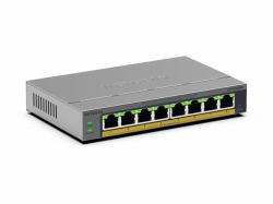 NETGEAR GS108EPP Non gestito Gigabit Ethernet [10/100/1000] Supporto Power over Ethernet [PoE] Montaggio da desktop/parete Grigio (8-PORT POE+ 1G PLUS SWITCH - POE BUDGET 123 W FANLESS)