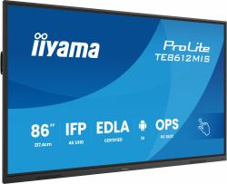 iiyama TE8612MIS-B4AG visualizzatore di messaggi Pannello piatto interattivo 2,17 m [85.6] LCD Wi-Fi 400 cd/m 4K Ultra HD Nero Touch screen Processore integrato Android 24/7 (iiyama ProLite TE8612M