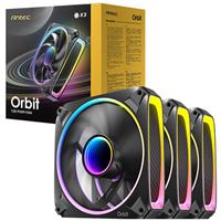 Antec Orbit 120 ARGB 120 mm PWM Fan Triple Pack - 120 mm x 28 mm, Fluid Dynamic Bearing, 200-2000 RPM, 66.72 CFM, aRGB Lighting, Anti-Vibration Pads