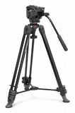 Manfrotto Video Alu Tripod with 500X Fluid Head treppiede Fotocamere digitali/film 3 gamba/gambe Nero (Manfrotto Video Alu Tripod with 500X F)