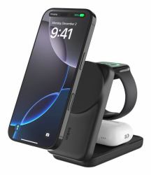 Belkin Qi2 Fitness tracker, Cuffie, Smartphone, Orologio intelligente Nero USB Carica wireless Ricarica rapida Interno (ULTRACHARGE 25 WATT QI2 MAGNETI - 3-IN-1 LADESTATION KLAPPBAR SCHW)